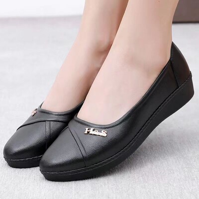 Dulce Solid Negru Flats Fete Piele Primavara Pantofi 2023 Fashion Classic Hook Loop Piele Flats Pantofi Femei