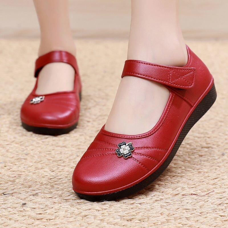 Dulce Solid Negru Flats Fete Piele Primavara Pantofi 2023 Fashion Classic Hook Loop Piele Flats Pantofi Femei