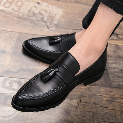 Ανδρικά Tassel Loafers Δερμάτινα επίσημα παπούτσια slip on κομψό φόρεμα παπούτσι Simple Slip On Man Casual γαμήλιο πάρτι Παπούτσια Ανδρικά παπούτσια