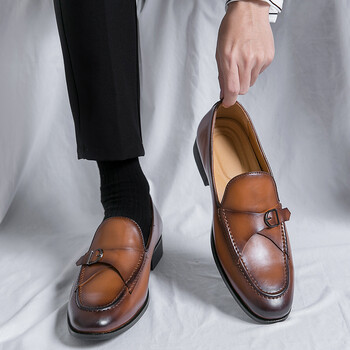 Νέα ανδρική μόδα Gentleman Monk Strap Επαγγελματικά Δερμάτινα Παπούτσια Ανδρικά φόρεμα με όλα τα ταιριαστά Φόρεμα γάμου Επιστροφή στο σπίτι Παπούτσια Zapatos Hombre