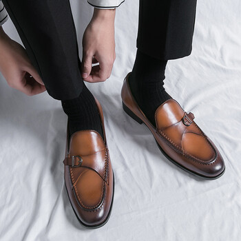 Νέα ανδρική μόδα Gentleman Monk Strap Επαγγελματικά Δερμάτινα Παπούτσια Ανδρικά φόρεμα με όλα τα ταιριαστά Φόρεμα γάμου Επιστροφή στο σπίτι Παπούτσια Zapatos Hombre