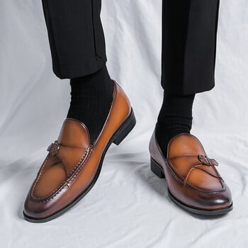 Νέα ανδρική μόδα Gentleman Monk Strap Επαγγελματικά Δερμάτινα Παπούτσια Ανδρικά φόρεμα με όλα τα ταιριαστά Φόρεμα γάμου Επιστροφή στο σπίτι Παπούτσια Zapatos Hombre