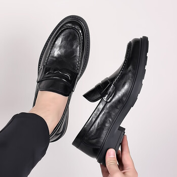 Ιταλικά υψηλής ποιότητας δερμάτινα slip-on παπούτσια Ανδρικό επαγγελματικό φόρεμα τετράγωνο βρετανικό slip-on επίσημο casual loafer παπούτσια γάμου Οξφόρδης