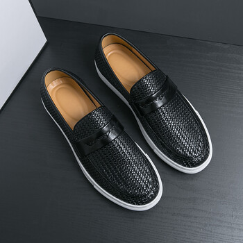 Fashion Slip On Loafers Ανδρικά παπούτσια Μαλακά casual δερμάτινα παπούτσια Ανδρικά πάνινα παπούτσια για πάρτι με ύφανση μοτίβο παπούτσια για άντρες Flat δωρεάν