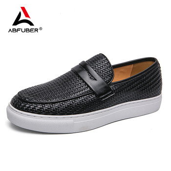 Fashion Slip On Loafers Ανδρικά παπούτσια Μαλακά casual δερμάτινα παπούτσια Ανδρικά πάνινα παπούτσια για πάρτι με ύφανση μοτίβο παπούτσια για άντρες Flat δωρεάν