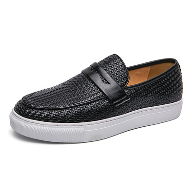Mood Slip On Loafers Meeste Kingad Laud Pehme vabaaja nahast kingad Meeste tossud Peo kudumismustriga kingad meestele Tasuta