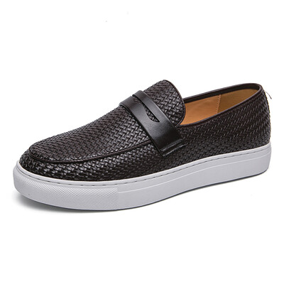Mood Slip On Loafers Meeste Kingad Laud Pehme vabaaja nahast kingad Meeste tossud Peo kudumismustriga kingad meestele Tasuta