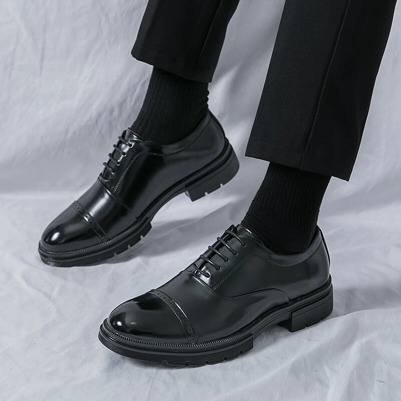 Platformă de lux pentru bărbați din piele Oxford pantofi formali din piele pentru bărbați Tendință la modă Mocasini pentru bărbați lucrați manual Pantofi ocazional pentru bărbați de vânzare caldă