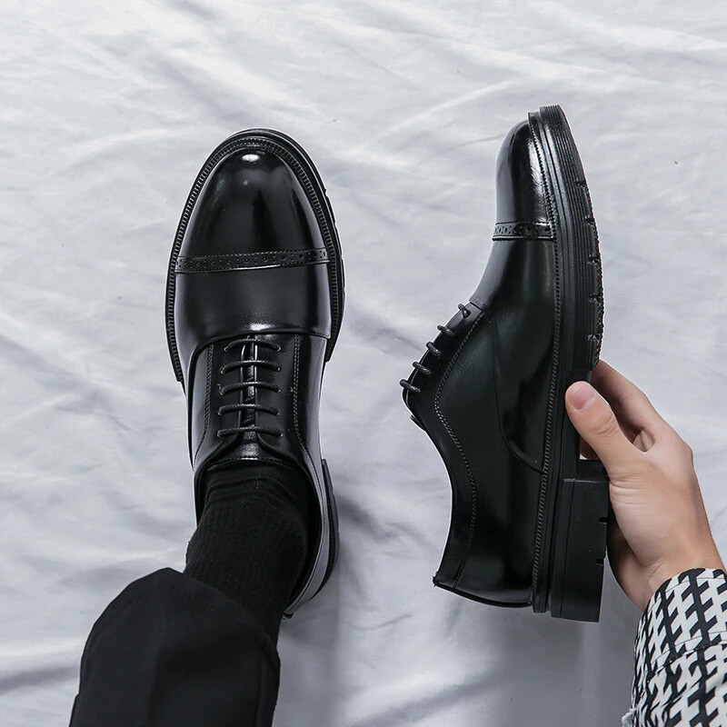 Platformă de lux pentru bărbați din piele Oxford pantofi formali din piele pentru bărbați Tendință la modă Mocasini pentru bărbați lucrați manual Pantofi ocazional pentru bărbați de vânzare caldă