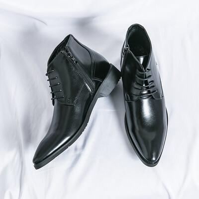 Μόδα ευέλικτα ανδρικά μποτάκια με κορδόνια κοντά επαγγελματικά παπούτσια Επίσημο φόρεμα ψηλά παπούτσια Ανδρικά κλασικά ρετρό δερμάτινα μποτάκια