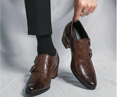 Pantofi de nuntă pentru bărbați, la modă, slim fit, cu toc înalt, pulover, pantofi din piele respirabil, pantofi rochii pentru bărbați, clasici, vintage