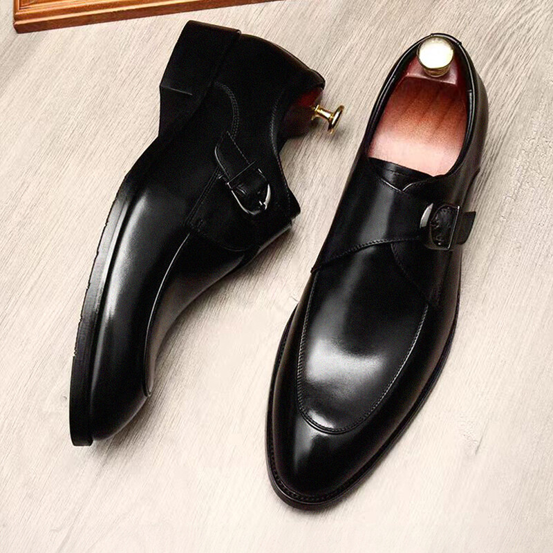 Klassikalised nahast meeste kingad värvi plokk ümmarguse varbaga pandlaga ärikleit nahast kingad Meeste vabaaja kingad pulmapeo jaoks