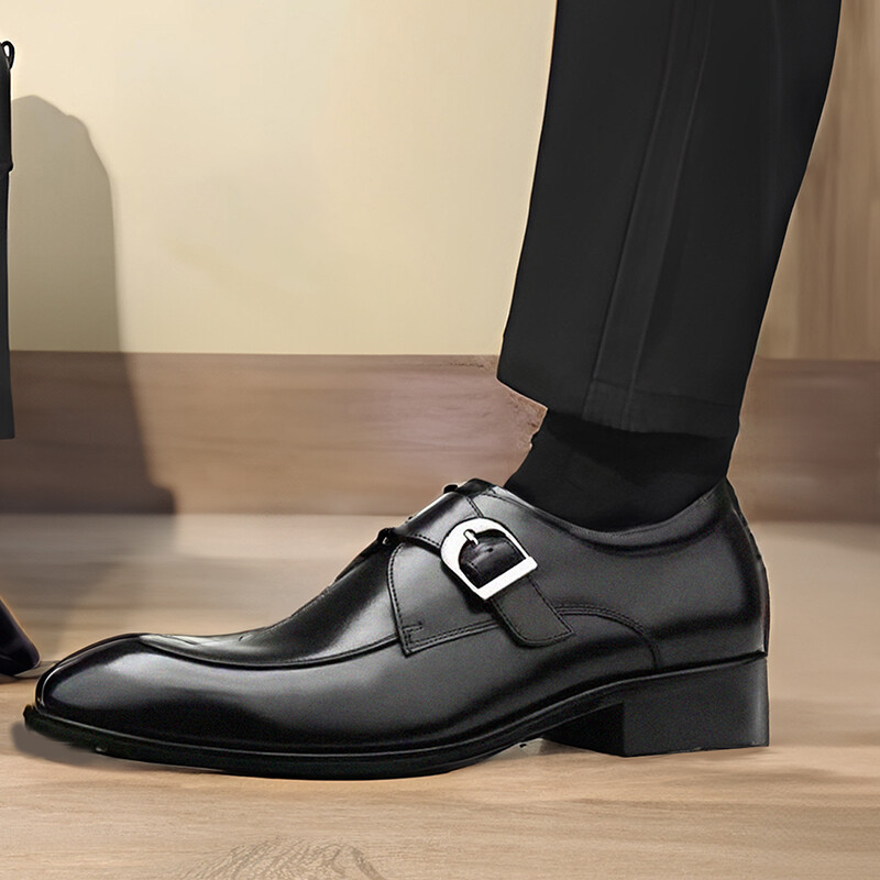 Klassikalised nahast meeste kingad värvi plokk ümmarguse varbaga pandlaga ärikleit nahast kingad Meeste vabaaja kingad pulmapeo jaoks