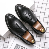 2024 Tassel Gentleman Dress Kings Meeste Brogues Oxford Kingad High Slip-On pidulikud kingad Klassikalised meeste ärilised nahast kingad vabaaja