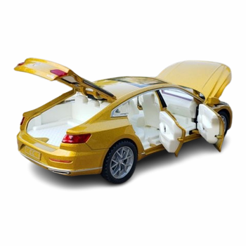 Играчка Кола, Тип VOLKSWAGEN CC, Метален, Звук и светлина, Жълт, 1:32, Без кутия