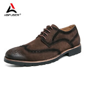 Pantofi clasici Derby din piele pentru bărbați, piele de căprioară, respirabil, cu vârf rotund, cu șireturi, rochie de petrecere, birou, pantofi casual pentru bărbați