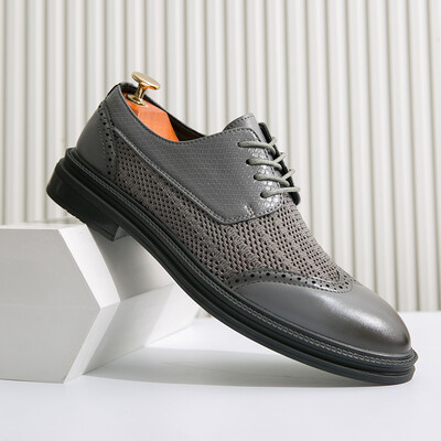 Pantofi Derby de lux pentru bărbați, brogue, respirabil, rochie de modă, birou, ocazional, pentru petrecere de nuntă, pantofi din piele pentru bărbați, transport gratuit