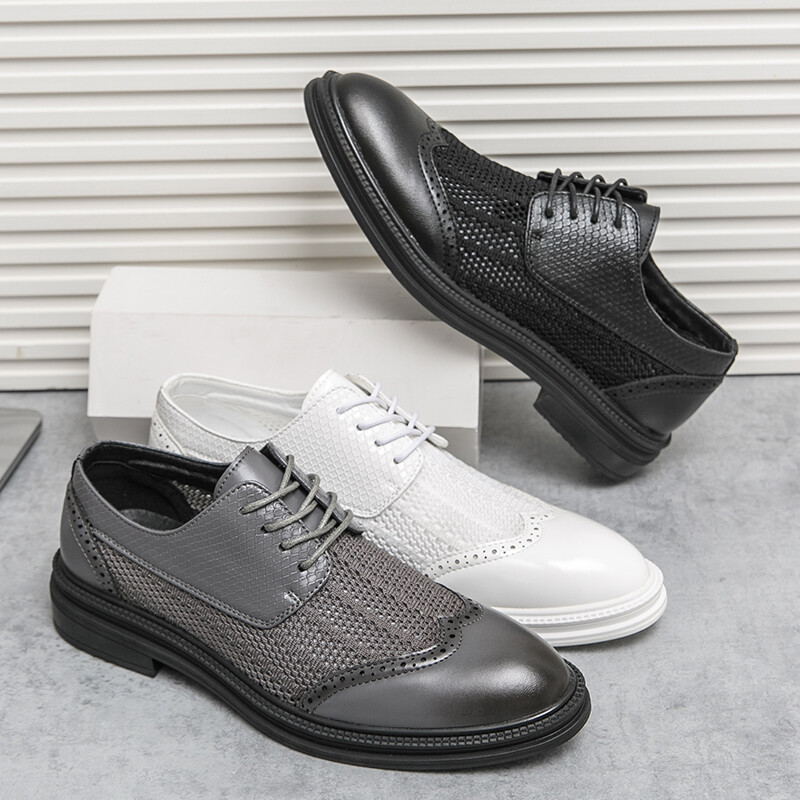 Luksuzne Derby muške cipele Brogue Prozračne modne haljine Poslovne uredske ležerne kožne cipele za vjenčanje za muškarce Besplatna dostava
