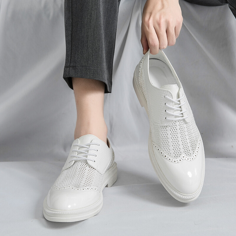 Luksuzne Derby muške cipele Brogue Prozračne modne haljine Poslovne uredske ležerne kožne cipele za vjenčanje za muškarce Besplatna dostava