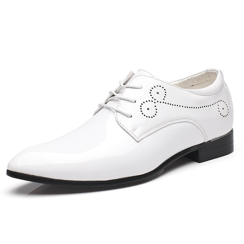 Pantofi derby din piele Bărbați din piele lăcuită Moda Retro Jumătate Brogue Rochie cu șireturi pentru bărbați Pantofi de afaceri pentru bărbați, petreceri, nuntă, oxford