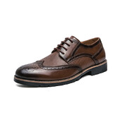 Pantofi Oxford lucrați manual pentru bărbați, Brogue din piele cu vârful aripii, pantofi de rochie pentru bărbați, pantofi clasici de afaceri, pantofi formali pentru bărbați, pantofi din piele de vițel