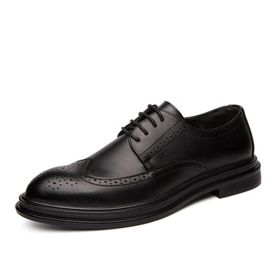 Pantofi Oxford lucrați manual pentru bărbați, Brogue din piele cu vârful aripii, pantofi de rochie pentru bărbați, pantofi clasici de afaceri, pantofi formali pentru bărbați, pantofi din piele de vițel