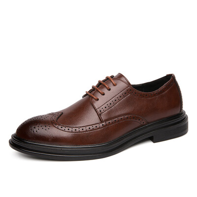 Pantofi Oxford lucrați manual pentru bărbați, Brogue din piele cu vârful aripii, pantofi de rochie pentru bărbați, pantofi clasici de afaceri, pantofi formali pentru bărbați, pantofi din piele de vițel