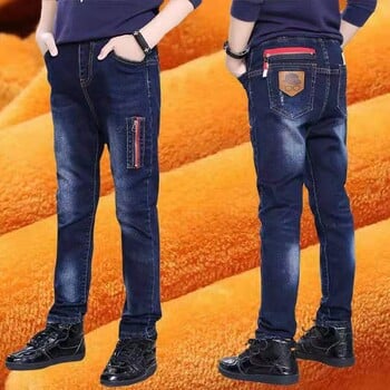 Αγόρια παντελόνια Χειμερινού στυλ Boys Fleece Jeans Medium Large Παιδικά Fleece Jeans Boys Straight Jeans