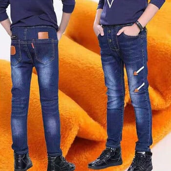 Αγόρια παντελόνια Χειμερινού στυλ Boys Fleece Jeans Medium Large Παιδικά Fleece Jeans Boys Straight Jeans