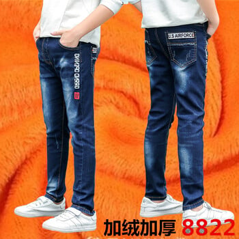 Αγόρια παντελόνια Χειμερινού στυλ Boys Fleece Jeans Medium Large Παιδικά Fleece Jeans Boys Straight Jeans