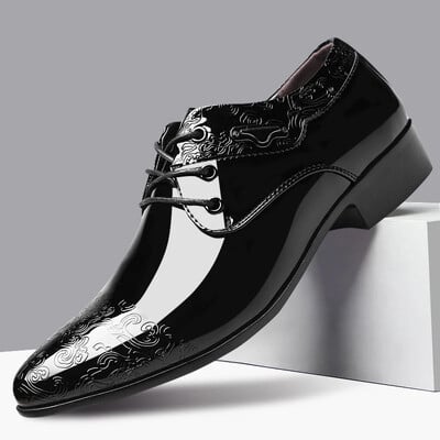 Pantofi de afaceri casual pentru bărbați pantofi de rochie cu șireturi pantofi brogue din piele PU neagră neagră pentru bărbați oxford de birou pentru petrecerea de nuntă 2024