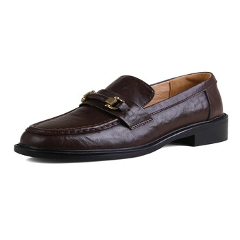 BRANGDY Hot Selling Loafers Γυναικεία τετράγωνα δάχτυλα Νέα γνήσια δερμάτινα γυναικεία παπούτσια slip-on Vintage πόρπη Κλασικά παπούτσια άνοιξη Γυναικεία παπούτσια