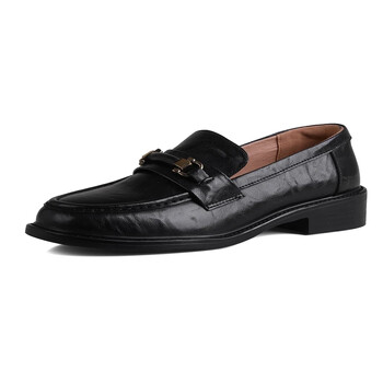 BRANGDY Hot Selling Loafers Γυναικεία τετράγωνα δάχτυλα Νέα γνήσια δερμάτινα γυναικεία παπούτσια slip-on Vintage πόρπη Κλασικά παπούτσια άνοιξη Γυναικεία παπούτσια