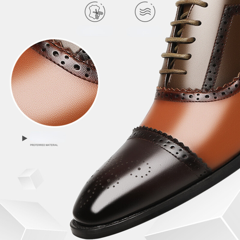 Мъжки модни обувки Brogue С квадратни пръсти Смесени цветове Мъжки обувки Оксфорд Кожени бизнес офис апартаменти Луксозни мъжки обувки за сватбено тържество