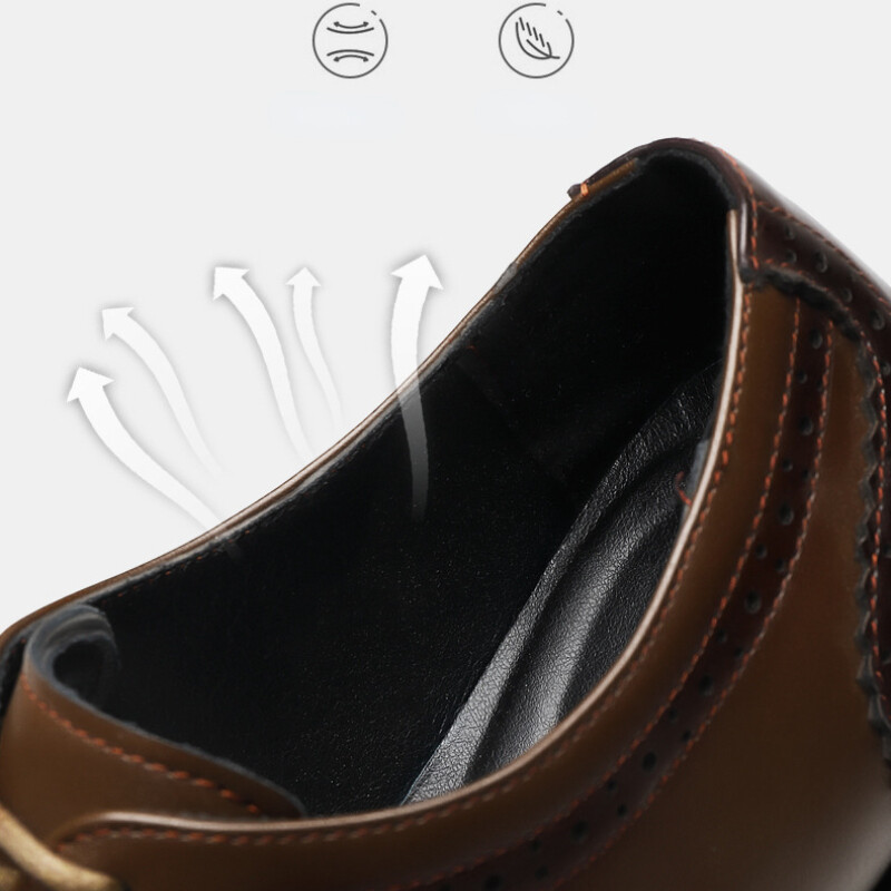 Мъжки модни обувки Brogue С квадратни пръсти Смесени цветове Мъжки обувки Оксфорд Кожени бизнес офис апартаменти Луксозни мъжки обувки за сватбено тържество