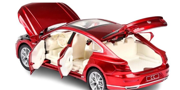 Играчка Кола, Тип VOLKSWAGEN CC, Метален, Звук и светлина, Червен, 1:32, Без кутия