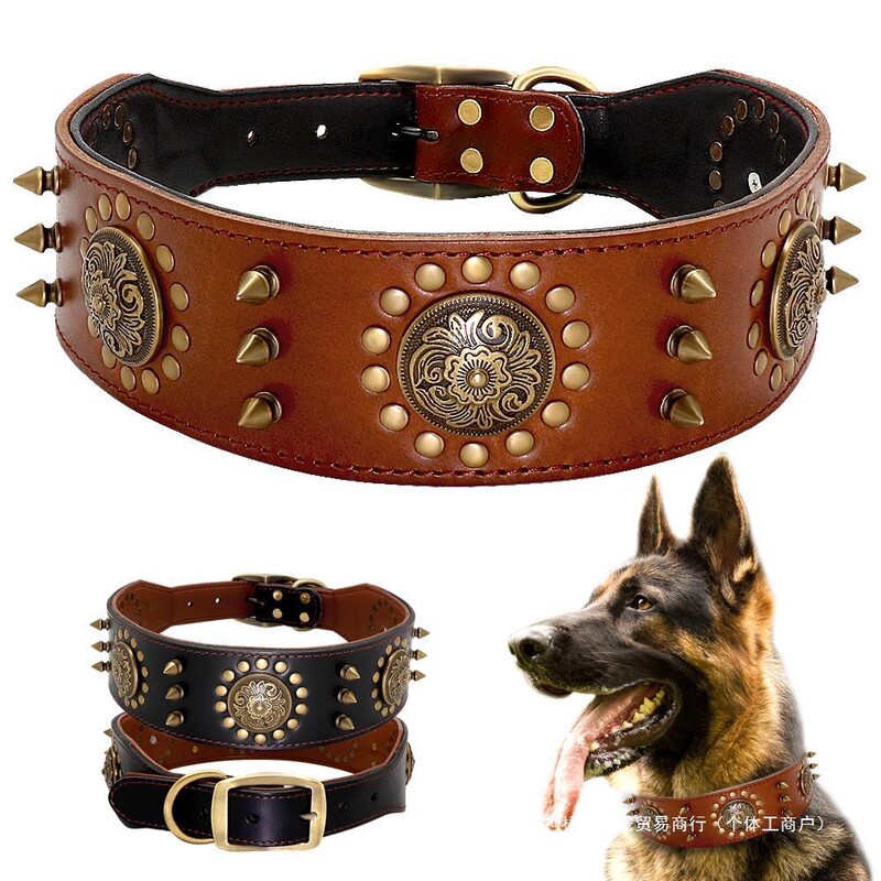 Guler de câine cu nituri, Guler de câine anti mușcătură pentru câini mari Luptă britanică, Guler de câine cu metoda Castro