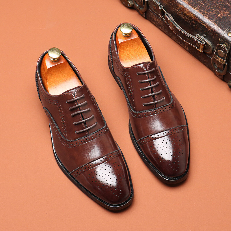 Pantofi de lux pentru bărbați din piele, cu vârf ascuțit, pantofi formali pentru bărbați, rochie brogue, oxford, pantofi de nuntă de mire, sculptați manual, clasici