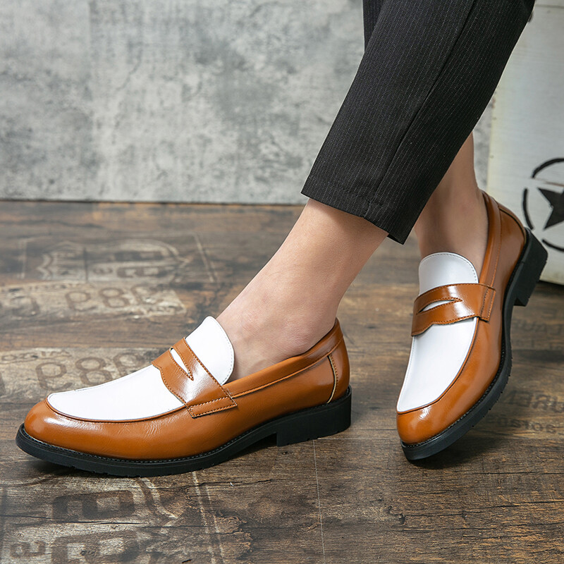 Nove dizajnerske muške dvobojne patchwork navlake s džentlmenskim vjenčanicama Cipele za povratak kući Ravne cipele Ležerne mokasine Zapatos Hombre