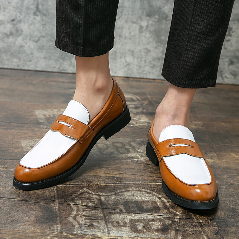 Nove dizajnerske muške dvobojne patchwork navlake s džentlmenskim vjenčanicama Cipele za povratak kući Ravne cipele Ležerne mokasine Zapatos Hombre