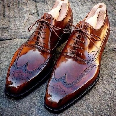 Klassikalised Brogues Meeste Kingad Pruunid Must Äri, Square Head Nikerdatud Oxford Nööriga punase tallaga Meeste kleidikingad 