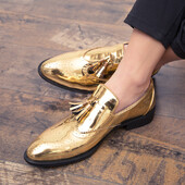 uued Kevad ja sügis meeste kingad kuld Särava nahaga meeste mugavad oxfordi kingad luksuslikud brogues meeste Business Moccasin kingad 64nb