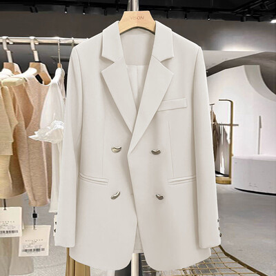 Blazer cu mânecă lungă, haină, ocazional, șic, birou, damă, cu buton metalic, îmbrăcăminte pentru femei, toamnă, simplă, epocă, totul, nou