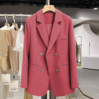 Blazer cu mânecă lungă, haină, ocazional, șic, birou, damă, cu buton metalic, îmbrăcăminte pentru femei, toamnă, simplă, epocă, totul, nou