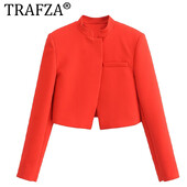 TRAFZA 2024. aasta kevadülikonna mantel naistele Moodne üherealine õhuke bleiserjakk, naiste kontorinaise naiste kampsun top
