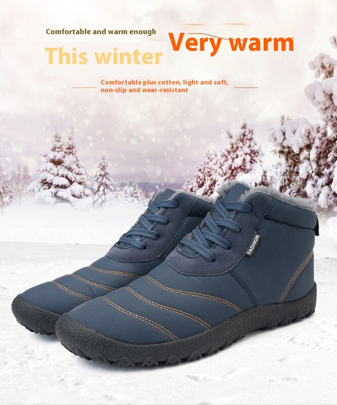Cizme de zăpadă de iarnă pentru bărbați și femei, pantofi din bumbac, pantofi de drumeție în aer liber, cizme de pluș, calde, înalte, mărimea mare 48 pantofi bărbați