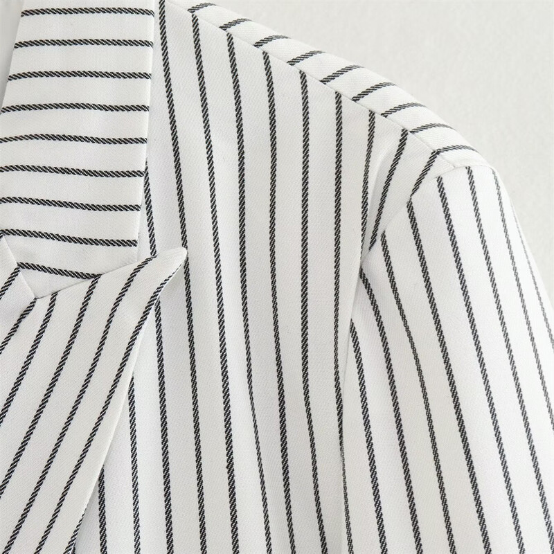 PB&ZA 2023 Νέα Γυναικεία Μόδα και Κομψότητα Μετακινώντας Ευέλικτο ριγέ κοστούμι με δύο κουμπιά Top Coat