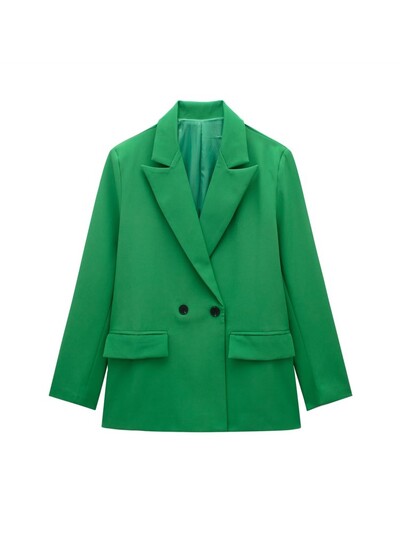 TRAF Office Femei Blazer colorat largi 2024 de vară cu mânecă lungă la două piepte pentru birou. Jachetă pentru femeie.