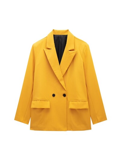 TRAF Office Femei Blazer colorat largi 2024 de vară cu mânecă lungă la două piepte pentru birou. Jachetă pentru femeie.