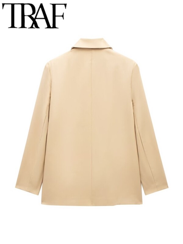 TRAF Office Femei Blazer colorat largi 2024 de vară cu mânecă lungă la două piepte pentru birou. Jachetă pentru femeie.